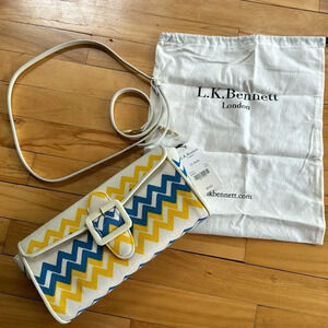 L.K. Bennett fabric chevon suede flap lining convertible crossbody/clutch. NWT.